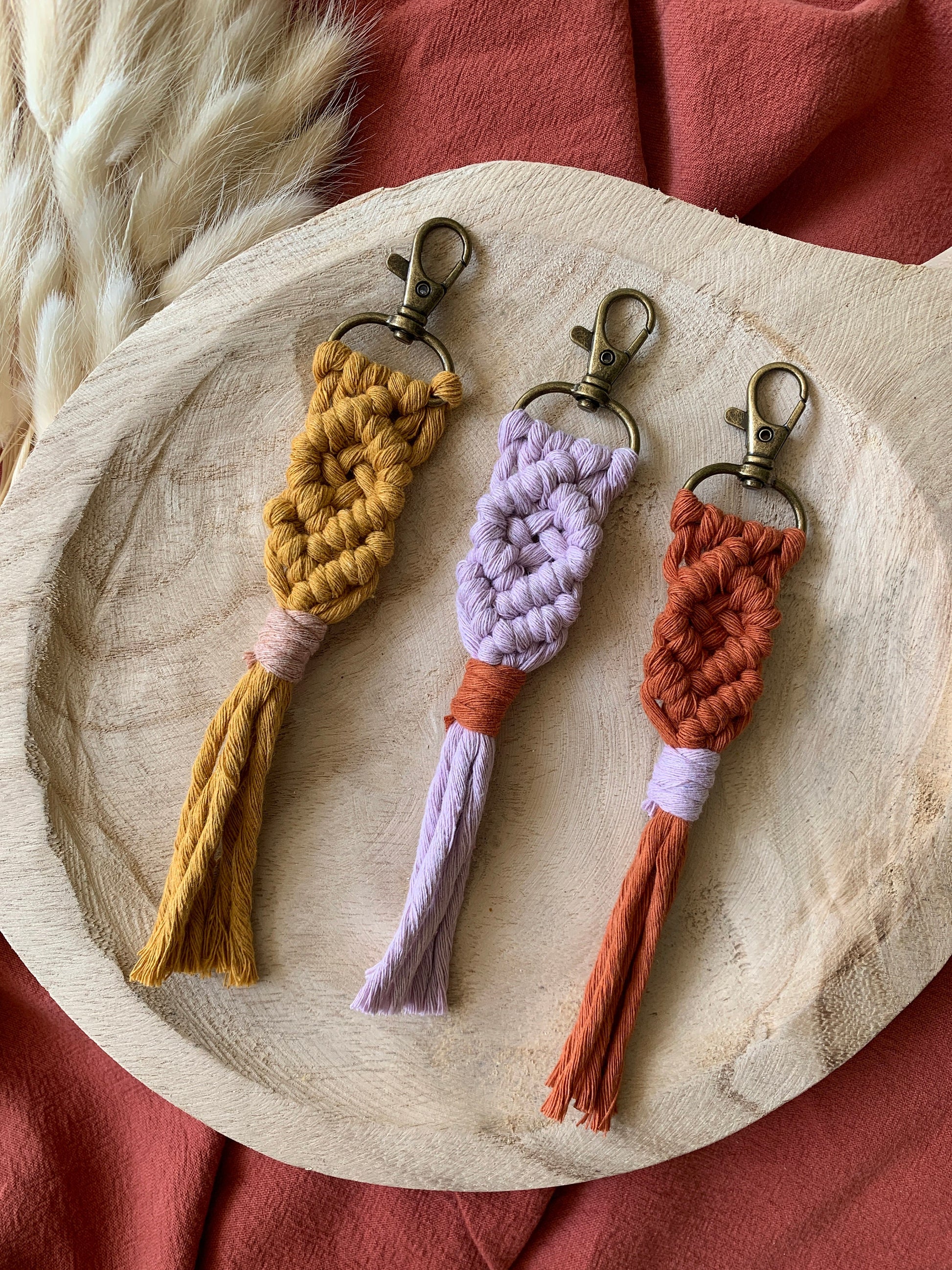 Boho Macrame Keychain | Handmade Key Ring Bag Charm | Everyday Accessories
