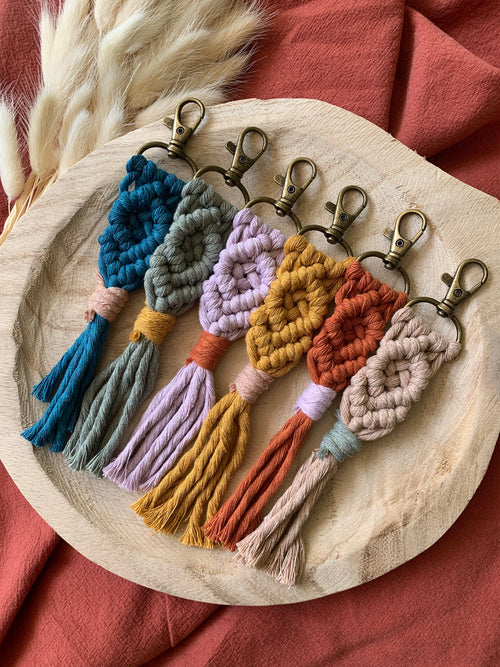 Boho Macrame Keychain | Handmade Key Ring Bag Charm | Everyday Accessories