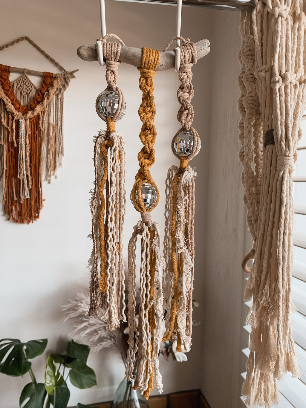 Made to Order: Mini Disco Ball Macrame Wall Hanging | Retro Home Decor | Wall Decor | Dorm Room Decor | Mirrorball