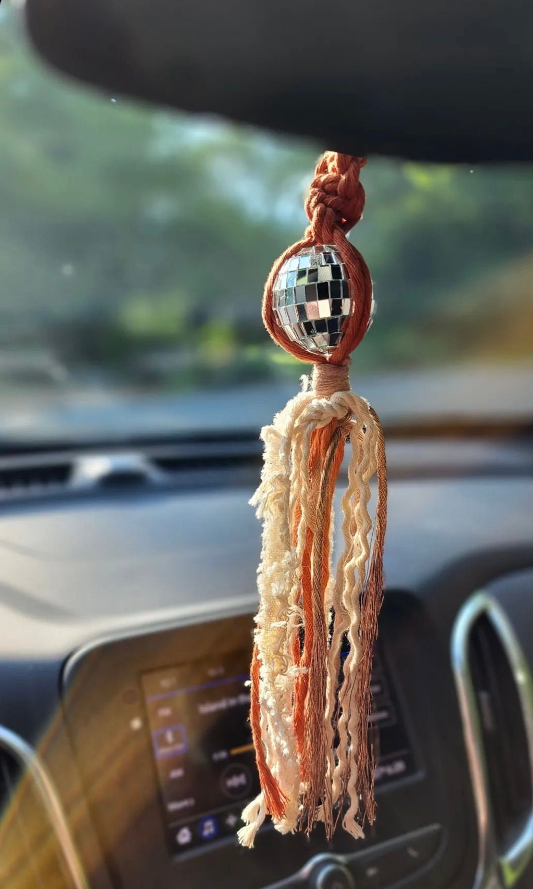 Neutral Disco Ball Car Charms | Boho Accessories | Retro Accessories | Rearview Mirror Accessories