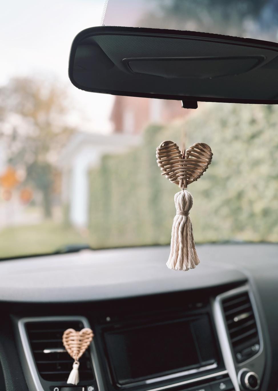 Rattan Heart Car Vent Clip | Boho Essential Oil Diffuser | Rearview Mirror Car Accessories | Valentines Day Gifts | Scents