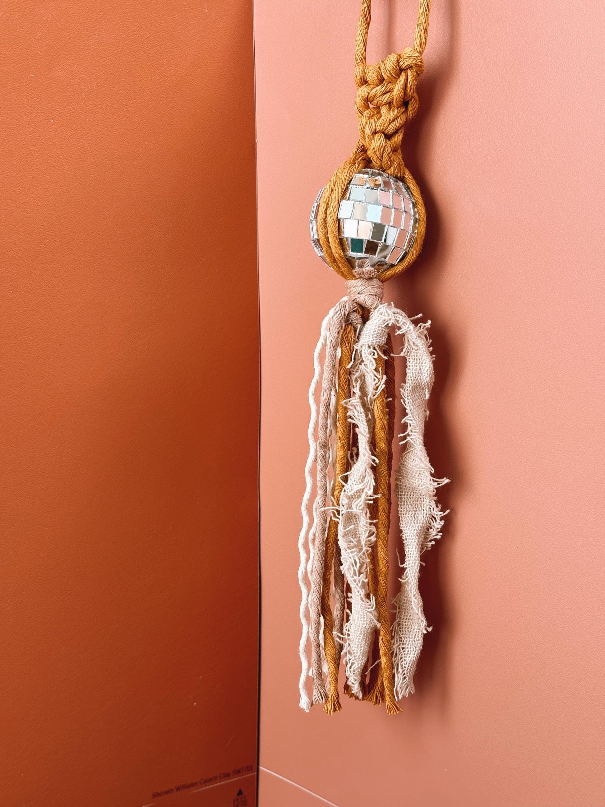 Neutral Disco Ball Car Charms | Boho Accessories | Retro Accessories | Rearview Mirror Accessories