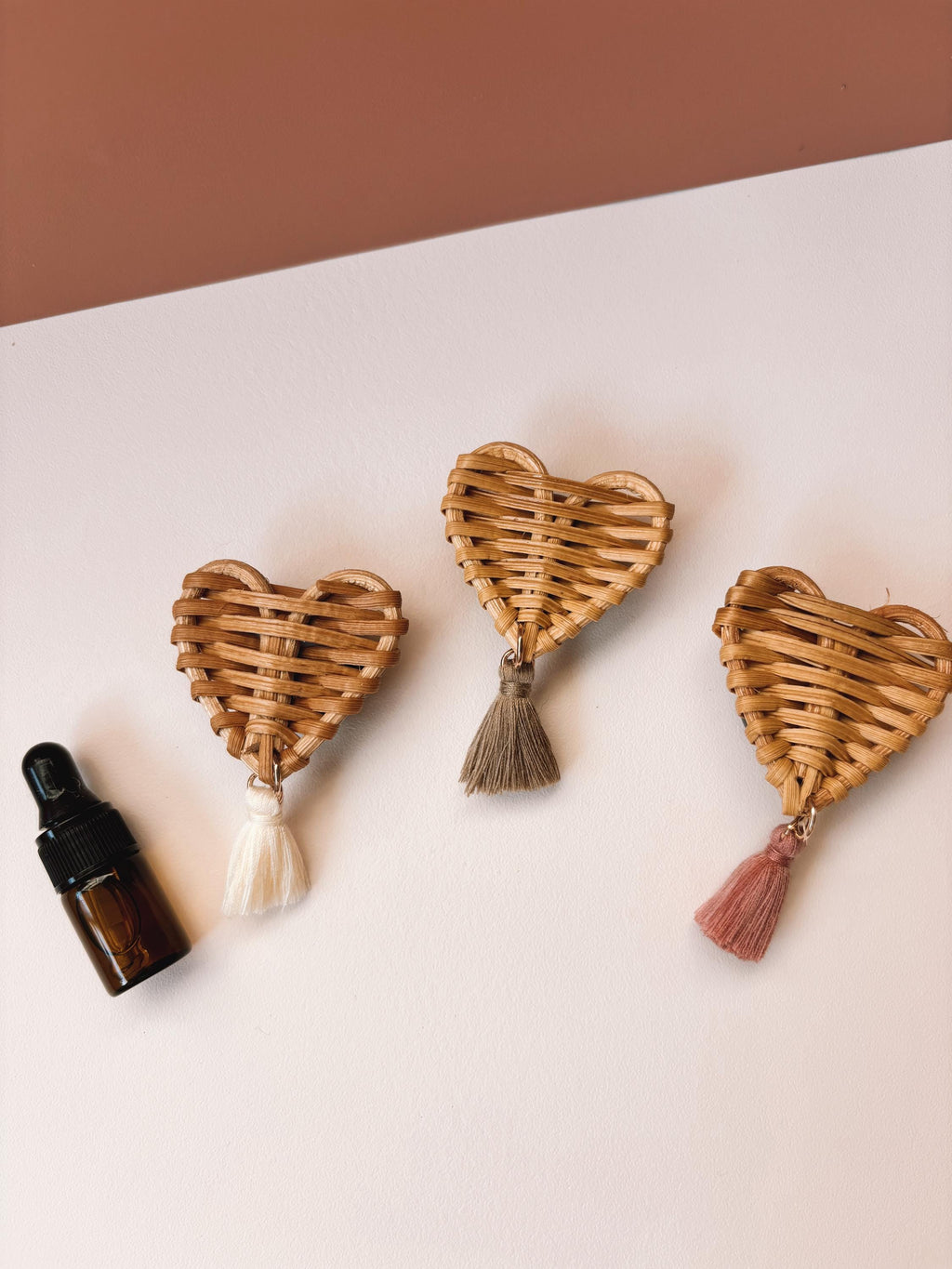 Rattan Heart Car Vent Clip | Boho Essential Oil Diffuser | Rearview Mirror Car Accessories | Valentines Day Gifts | Scents