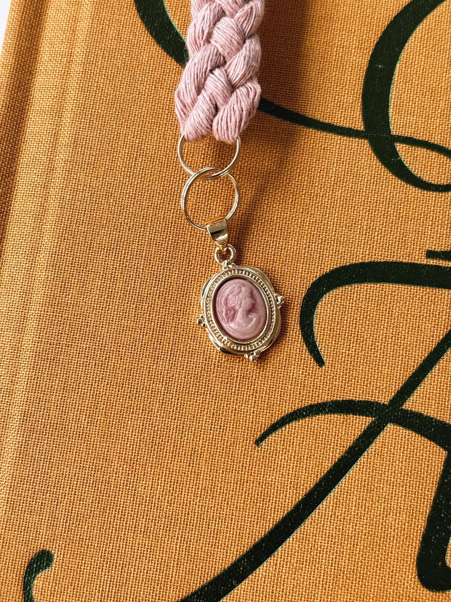 Dainty Pink Agate Pendant Charm Bookmark - Bookish Accessories for Readers