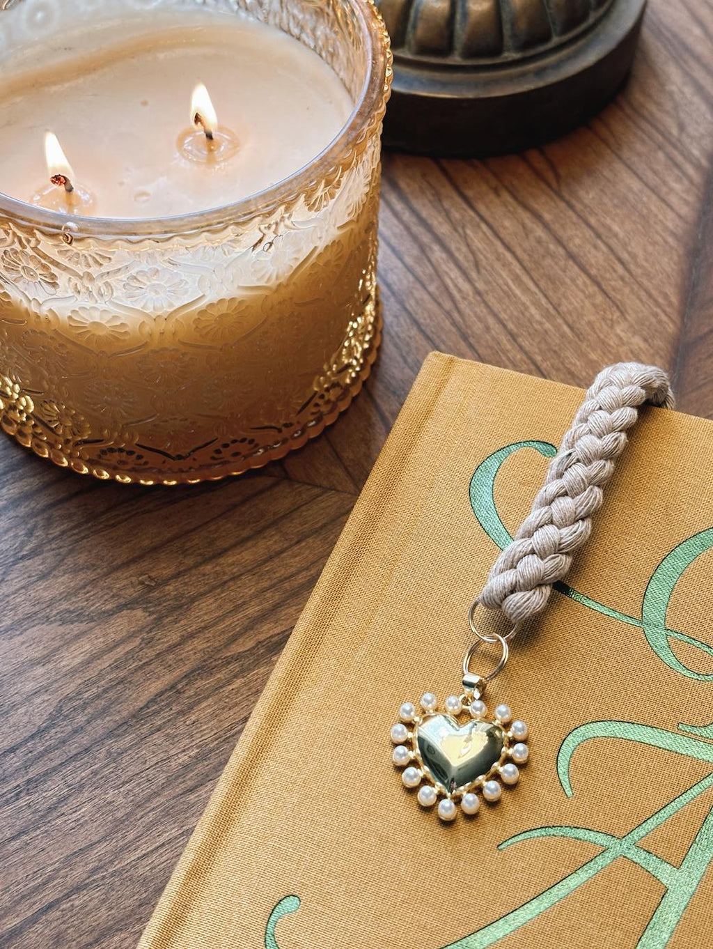 Pearl Heart Charm Bookmark - Book Accessories for Readers