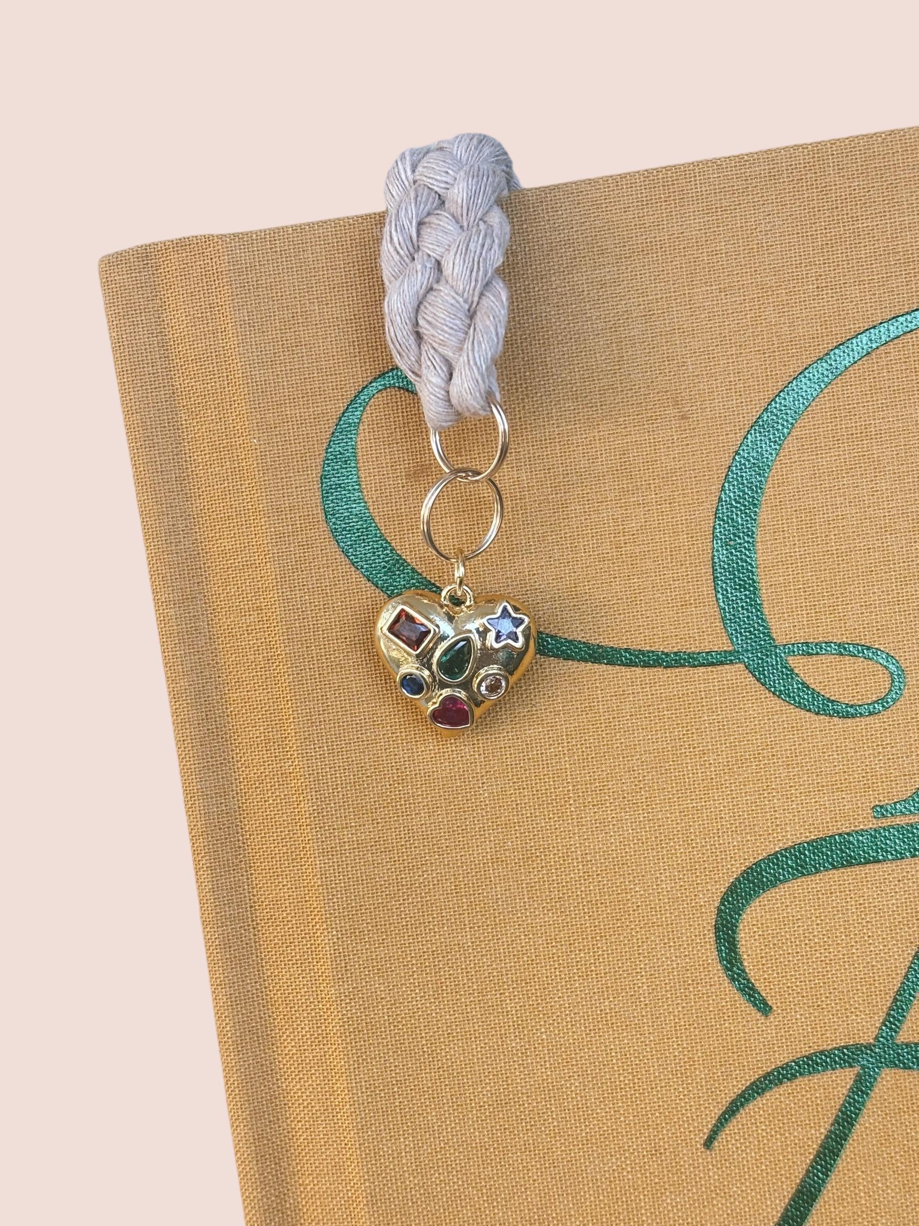 Gems Heart Charm Bookmark - Book Accessories for Readers