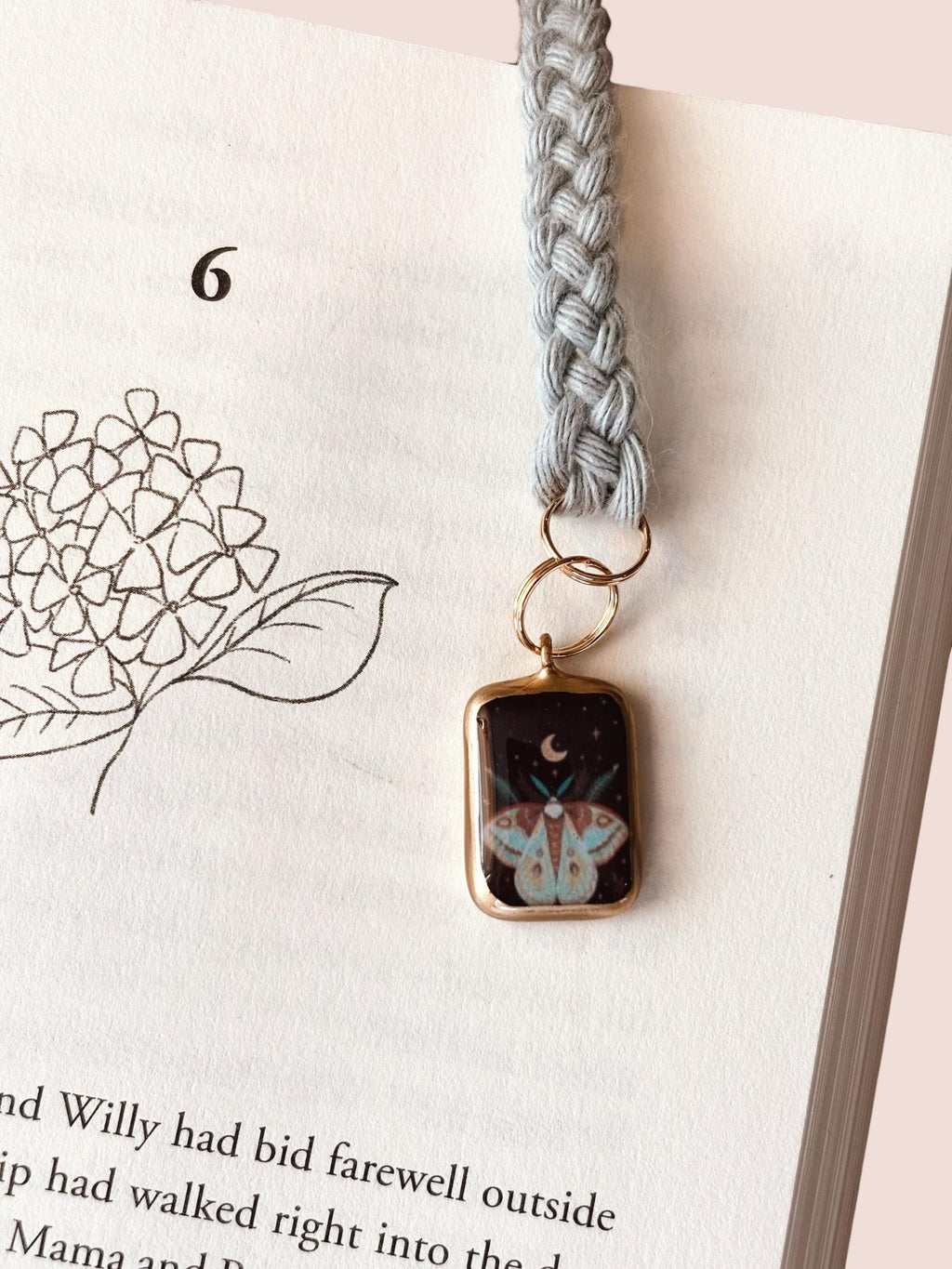 Moth & Moon Charm Bookmark - Book Accessories, Gifts