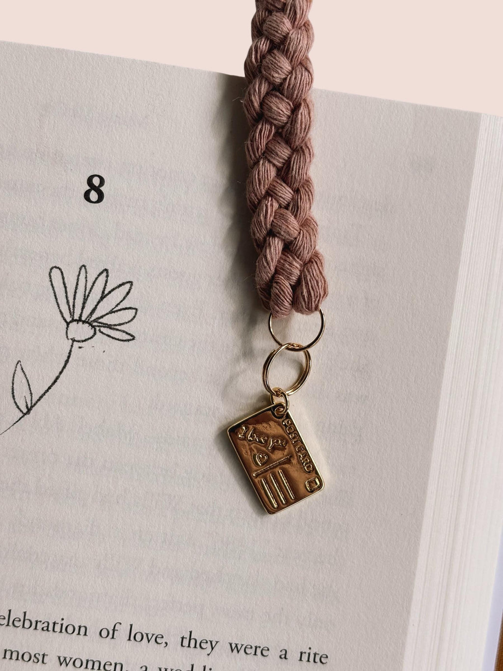 Gold I Love You Postcard Charm Bookmark - Bookish Accessories for Readers