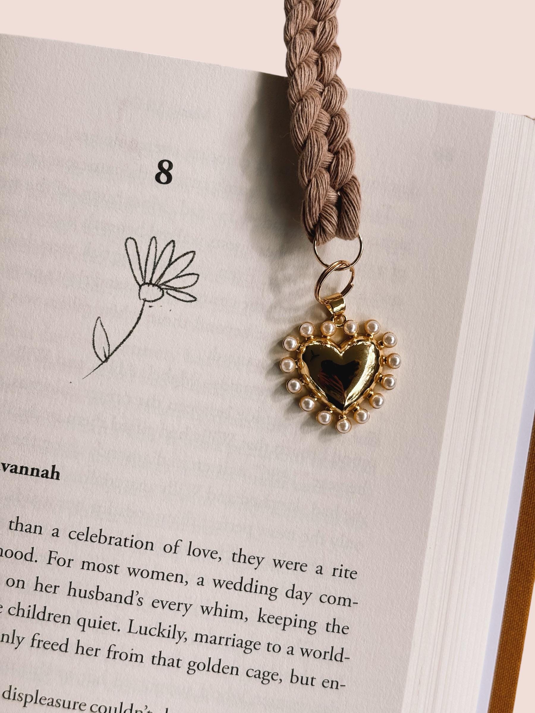 Pearl Heart Charm Bookmark - Book Accessories for Readers