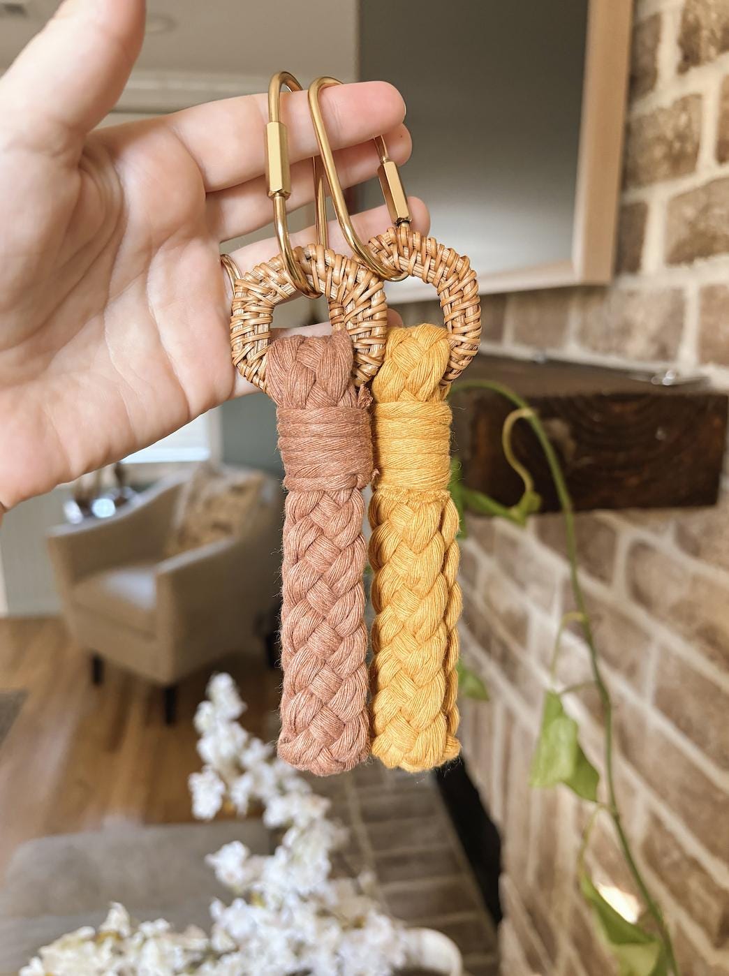 Modern Rattan Boho Keychain, Bag Charm | Gifts for Friends, Teachers | Modern Accessories