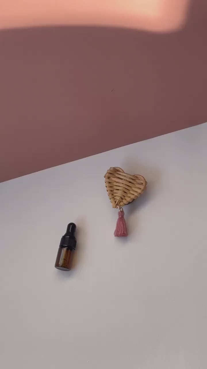 Rattan Heart Car Vent Clip | Boho Essential Oil Diffuser | Rearview Mirror Car Accessories | Valentines Day Gifts | Scents