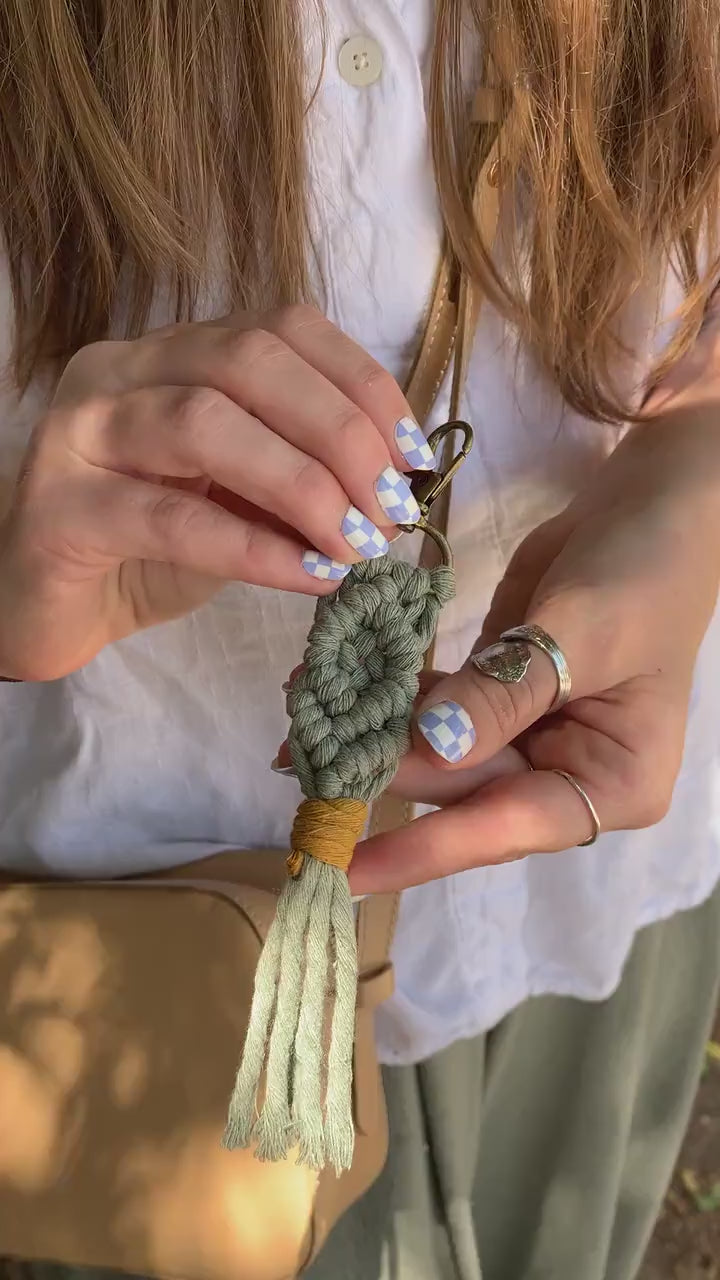 Boho Macrame Keychain | Handmade Key Ring Bag Charm | Everyday Accessories