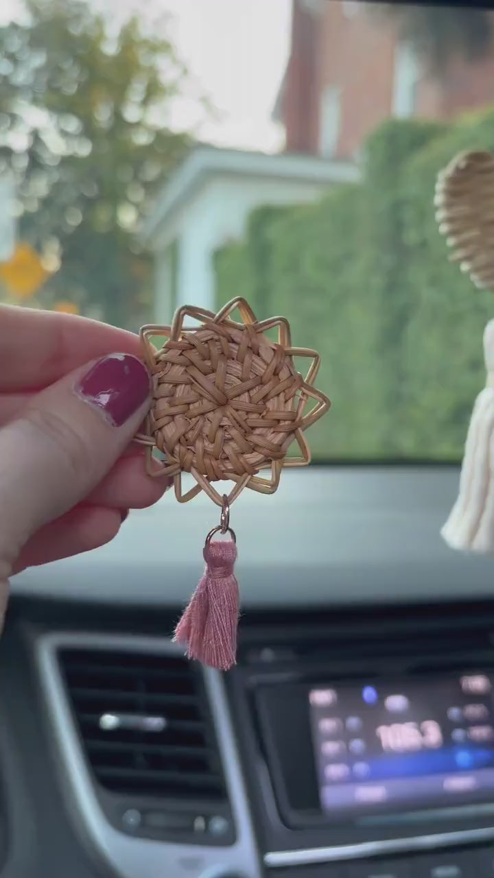 Boho Rattan Sun Car Vent Clip | Boho Essential Oil Diffuser | Rearview Mirror Car Accessories | Mother's Day Gifts | Scent